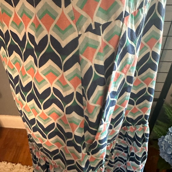 Blue and White Chevron Midi Dress - Picture 8 of 11